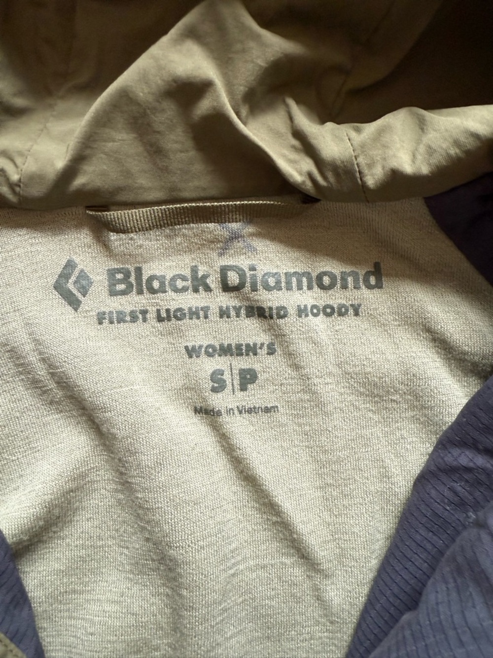 Black Diamond Women's First Light Hybrid Hoody in Tan and Navy